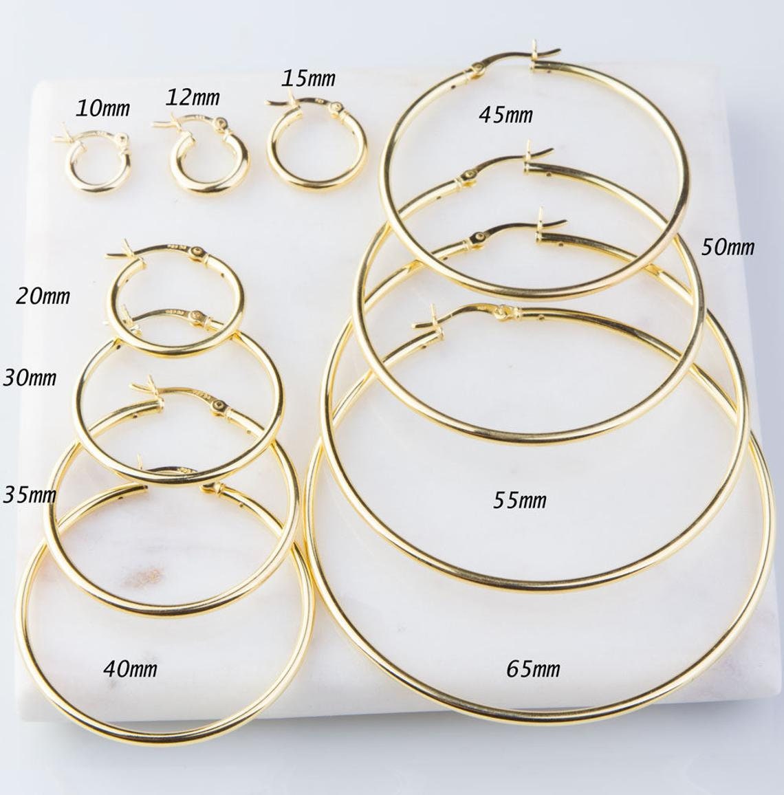 Classic Hoop Earrings  925 Silver  12mm Thickness  Small Sizes 10   HighSpark