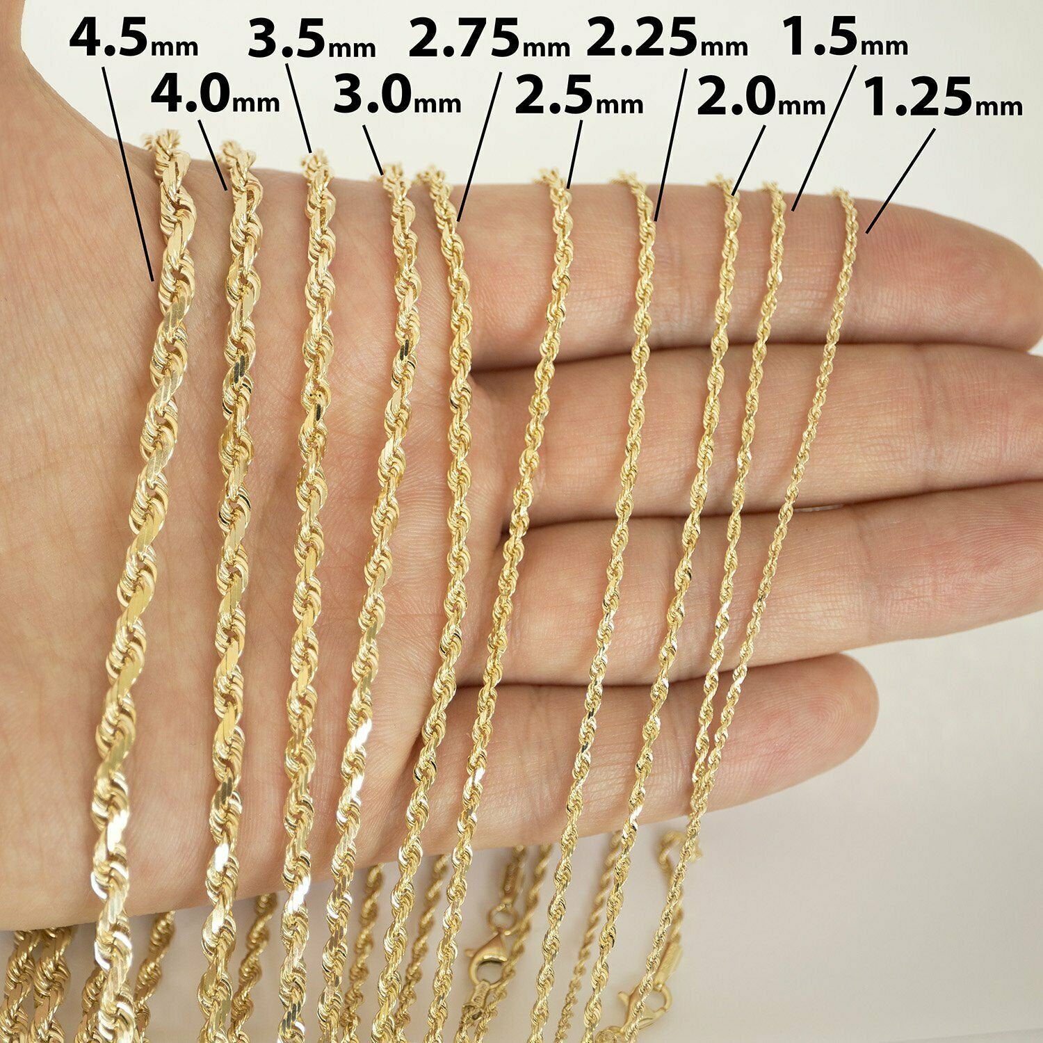 14K Yellow Or White Gold Rope Necklace 1.25mm – Sara Eves Jewelry