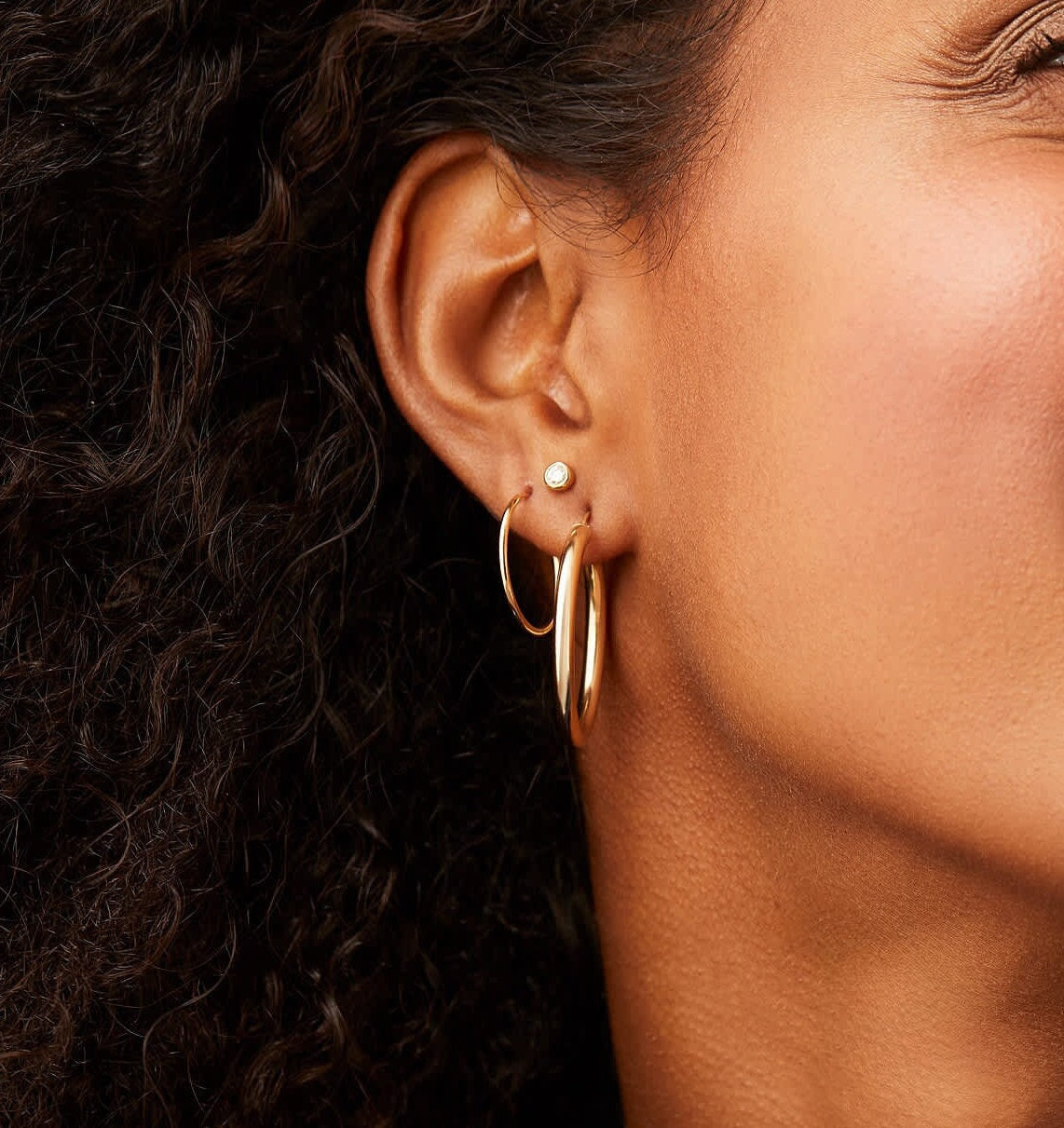 Thick Gold Hoop Earrings - 14k Solid Gold